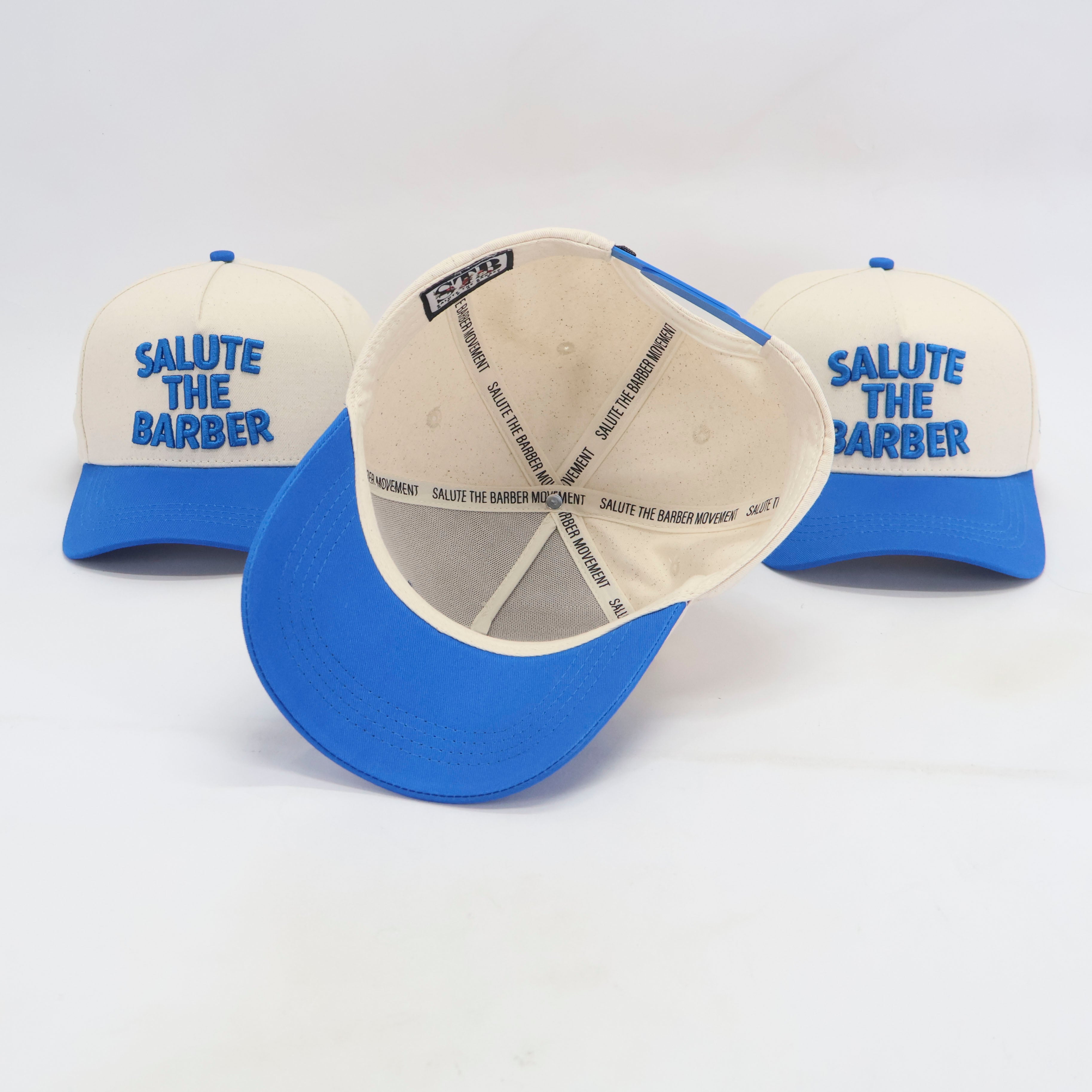 SALUTE THE BARBER™ Classic Blue Snapback – Cream & Royal Blue
