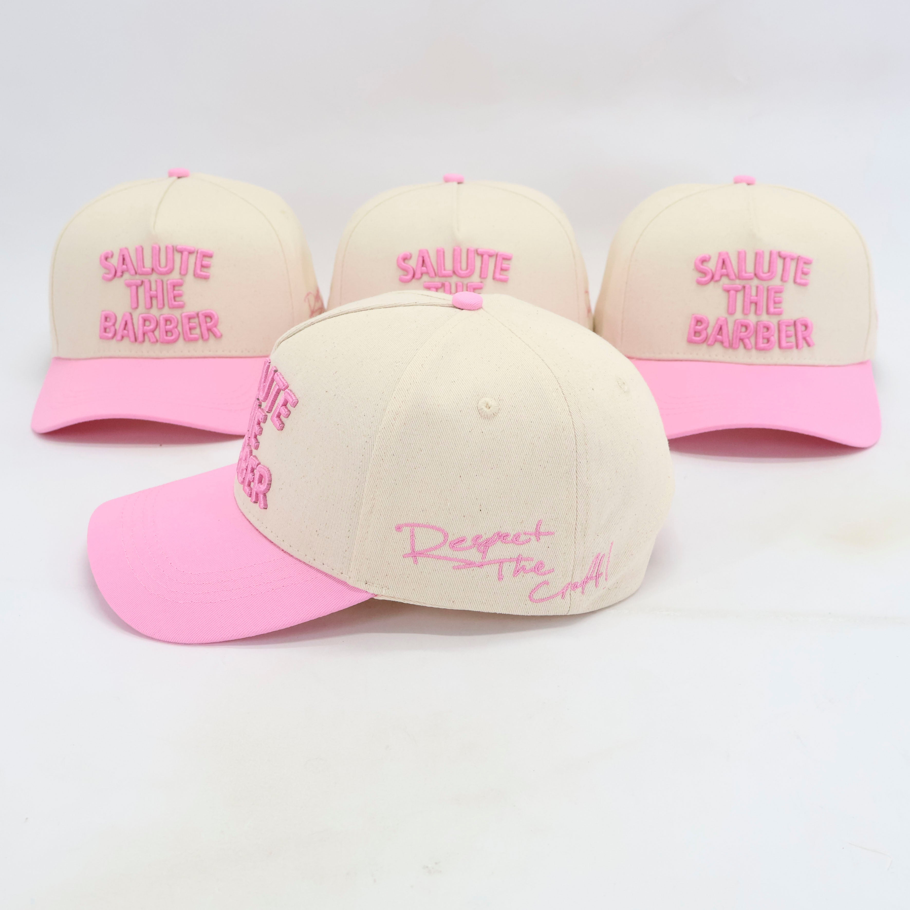 SALUTE THE BARBER™ Pink Edition Snapback – Cream & Pink