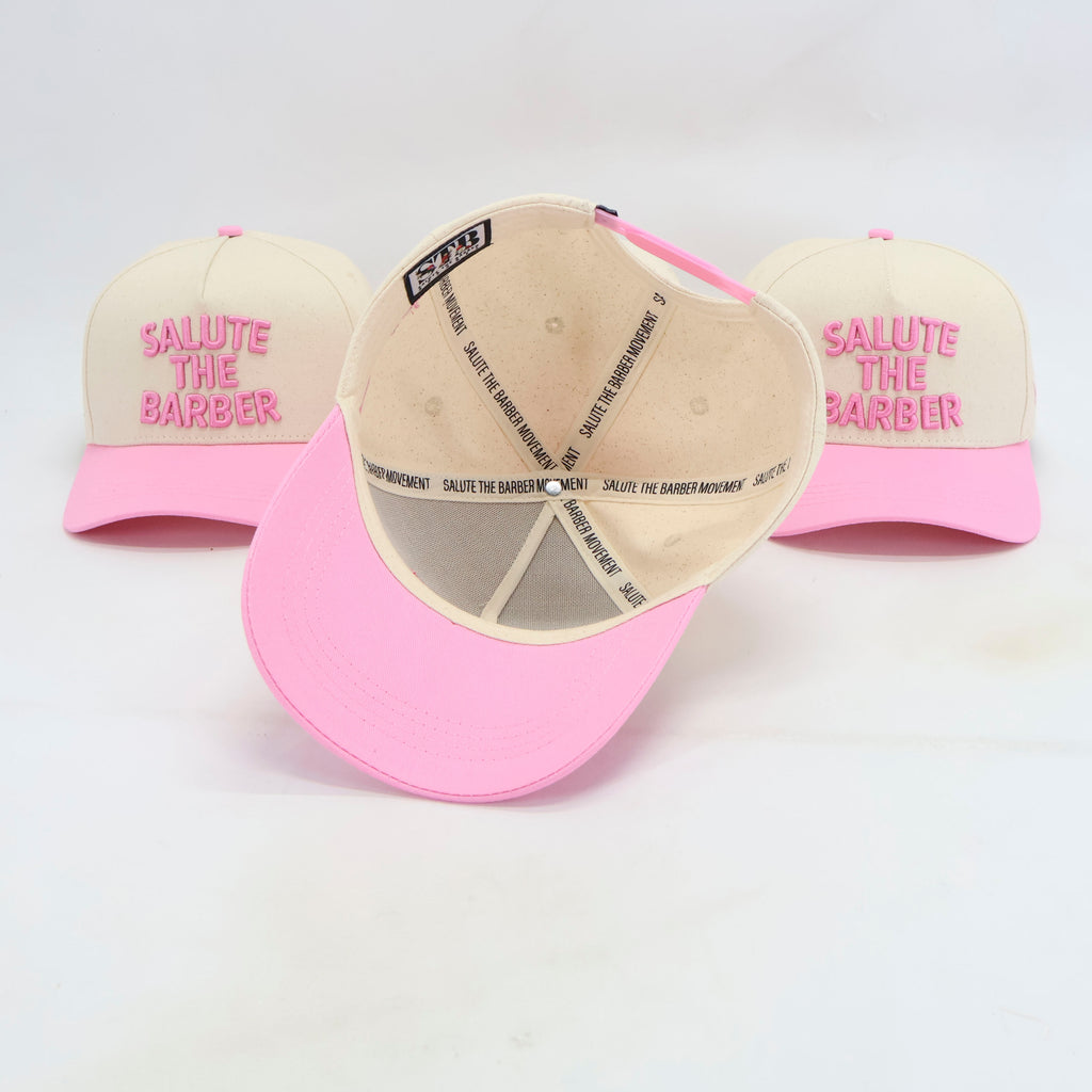 SALUTE THE BARBER™ Pink Edition Snapback – Cream & Pink