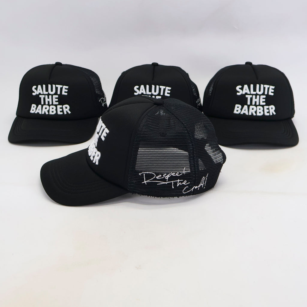 Salute The Barber™ Kids Trucker Hat – Black & White | Respect The Craft