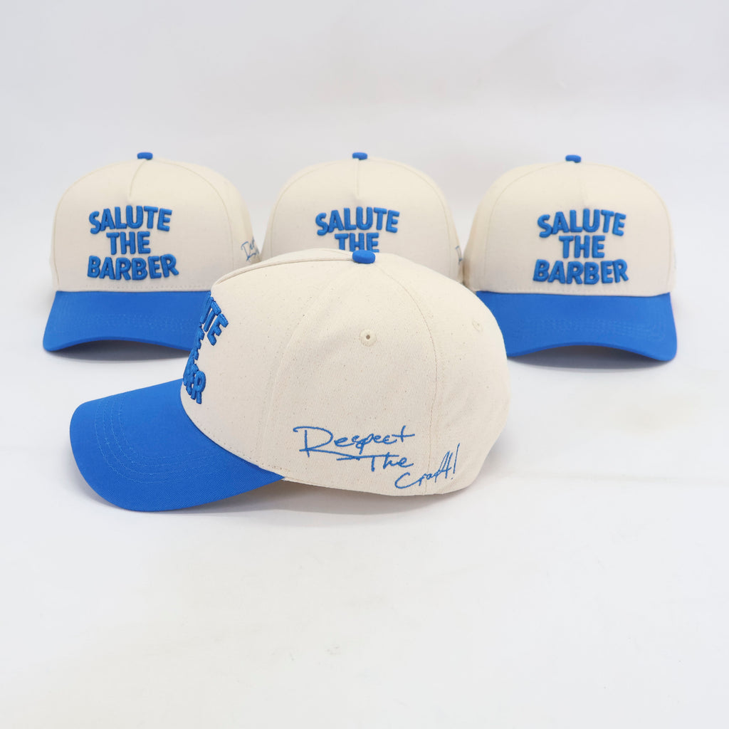 SALUTE THE BARBER™ Classic Blue Snapback – Cream & Royal Blue