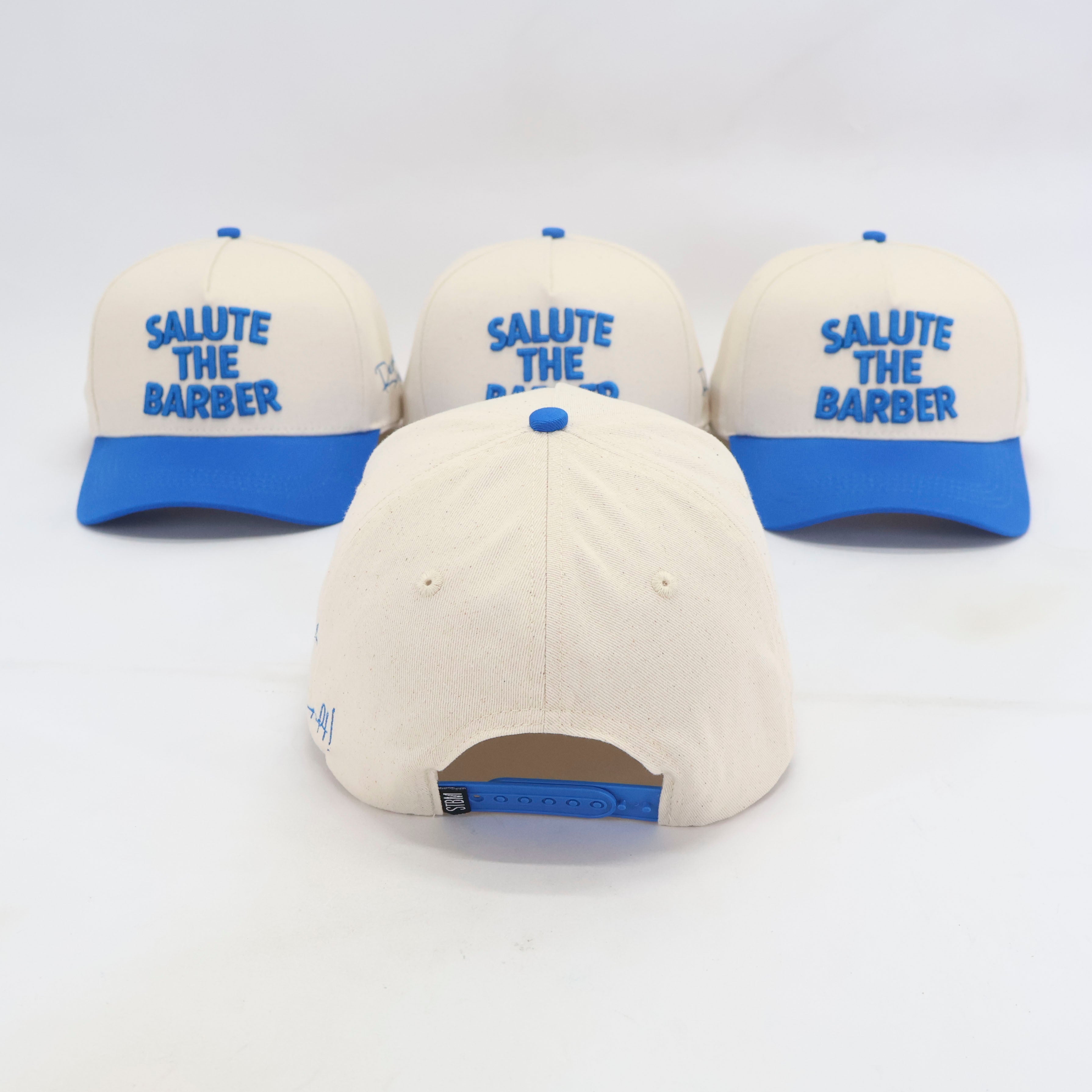 SALUTE THE BARBER™ Classic Blue Snapback – Cream & Royal Blue