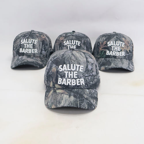 SALUTE THE BARBER™ Premium Camo Performance Hat      Respect The Craft. Wear The Culture.