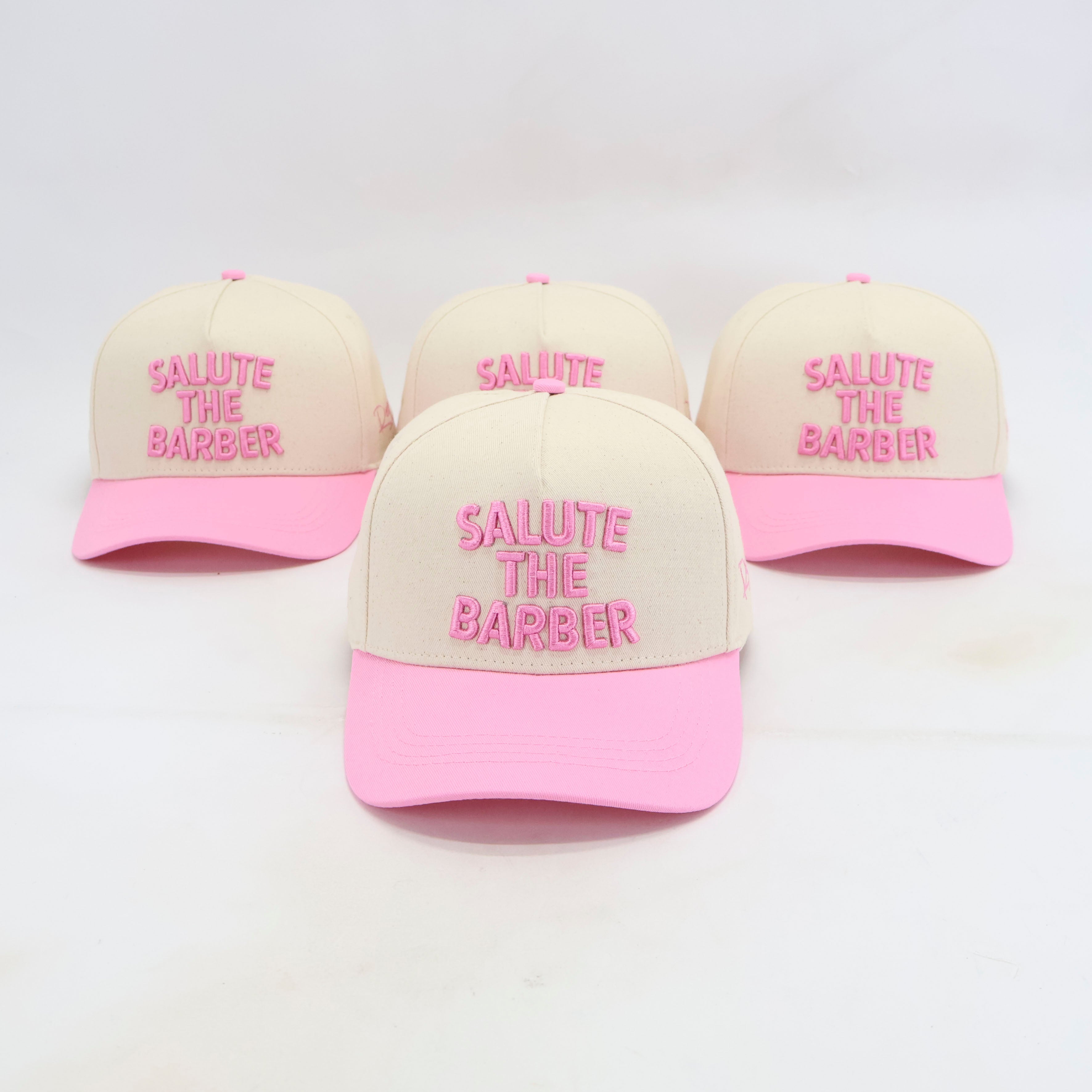 SALUTE THE BARBER™ Pink Edition Snapback – Cream & Pink
