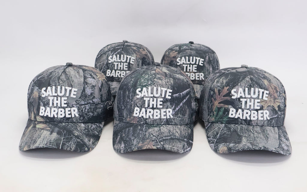 SALUTE THE BARBER™ Premium Camo Performance Hat      Respect The Craft. Wear The Culture.