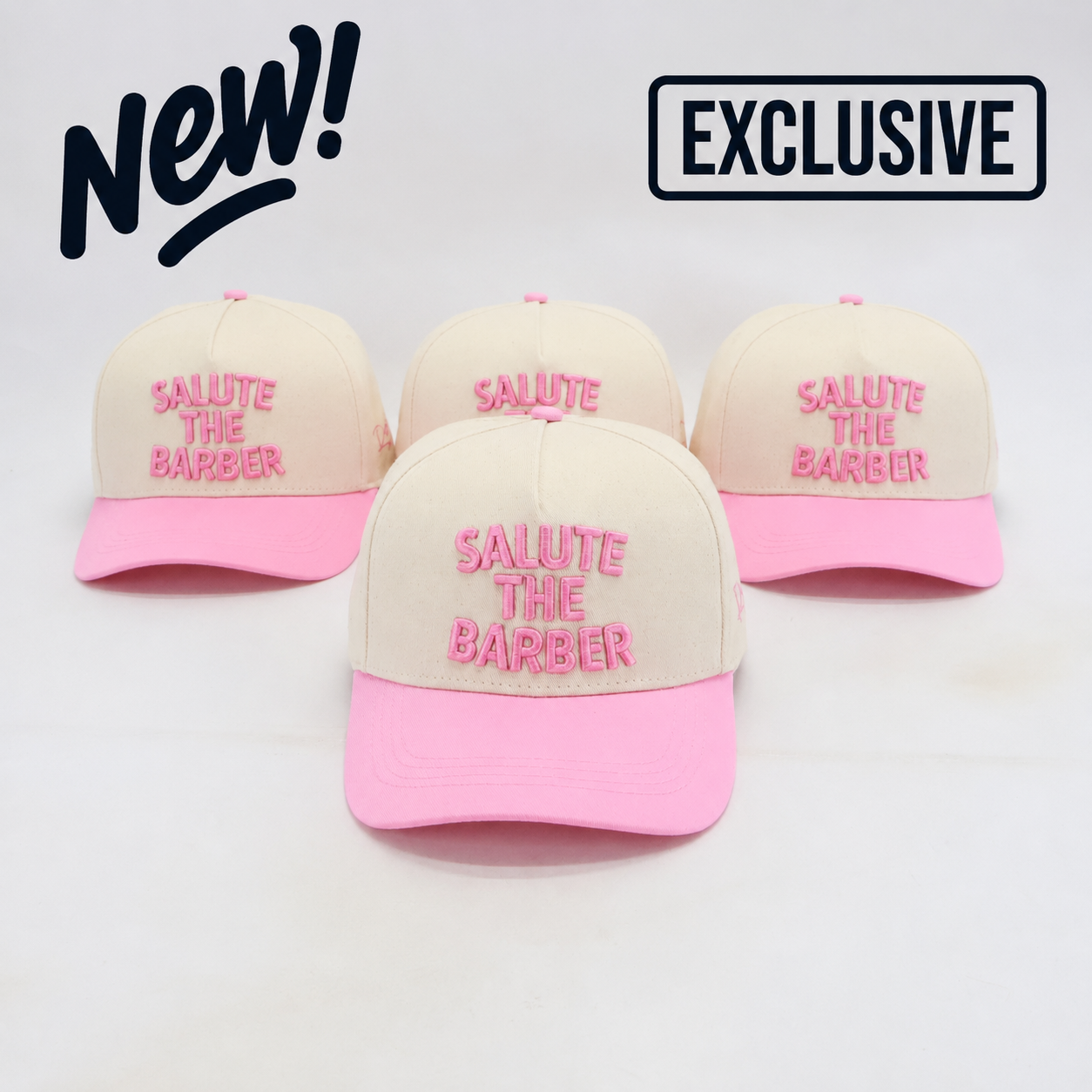 SALUTE THE BARBER™ Pink Edition Snapback – Cream & Pink