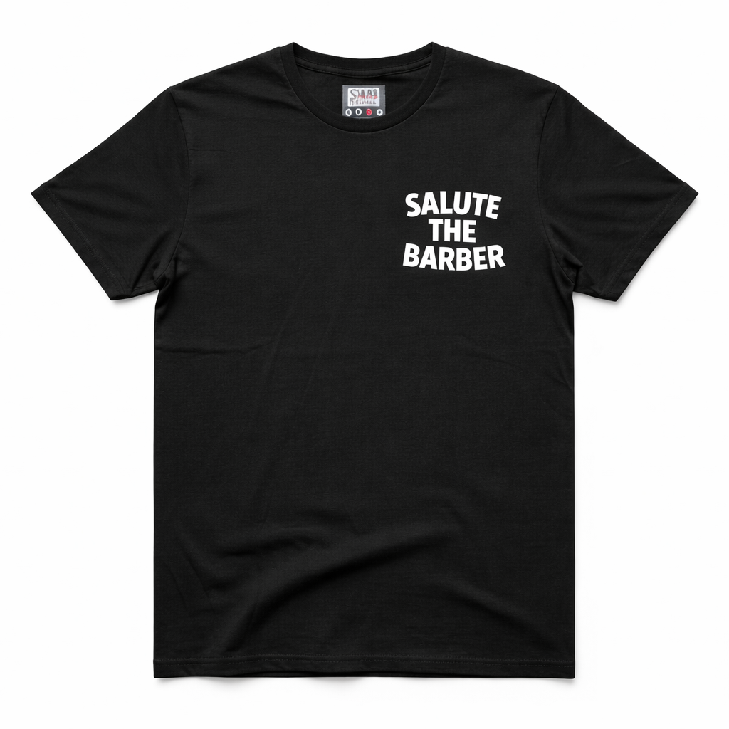 Salute The Barber Shop Uniform Tee | Barber T-Shirt for Professionals