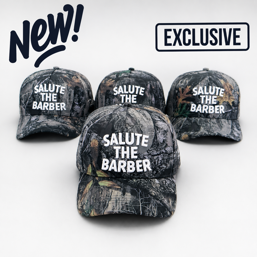 SALUTE THE BARBER™ Premium Camo Performance Hat      Respect The Craft. Wear The Culture.