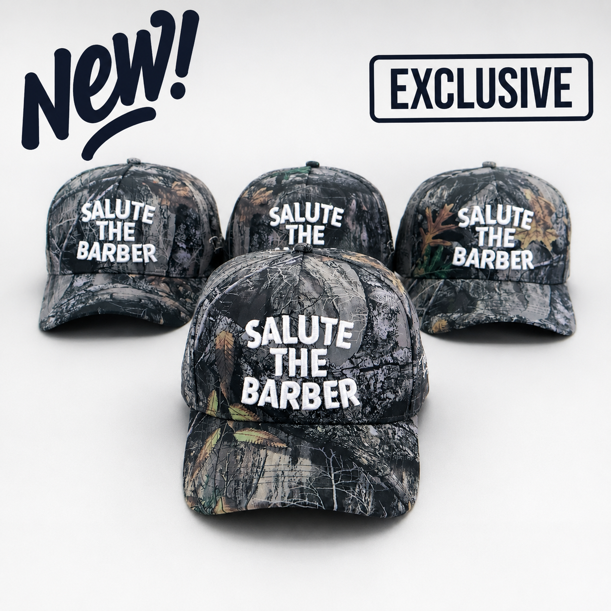 SALUTE THE BARBER™ Premium Camo Performance Hat      Respect The Craft. Wear The Culture.