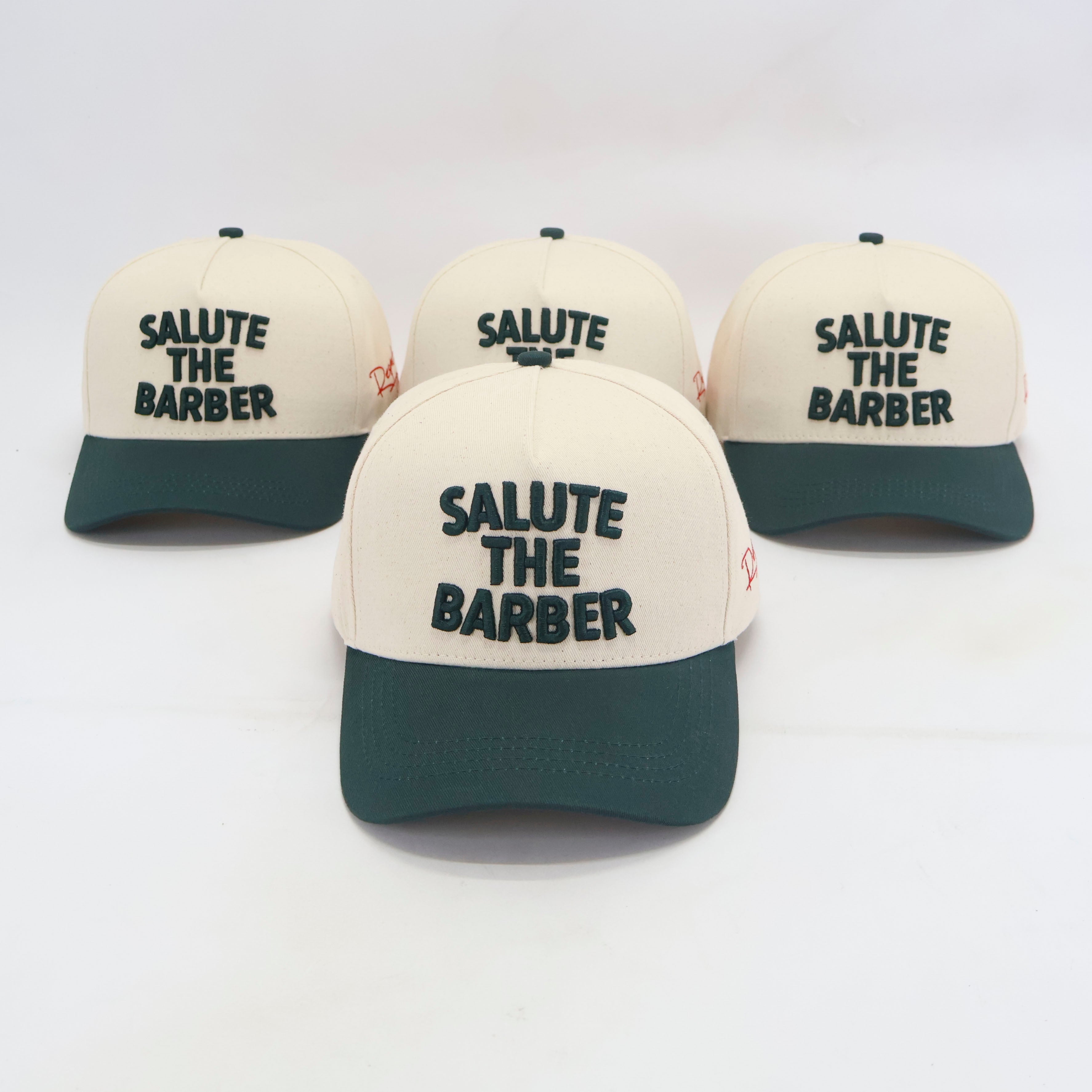 SALUTE THE BARBER™ Classic Forest Green Snapback – Cream & Green