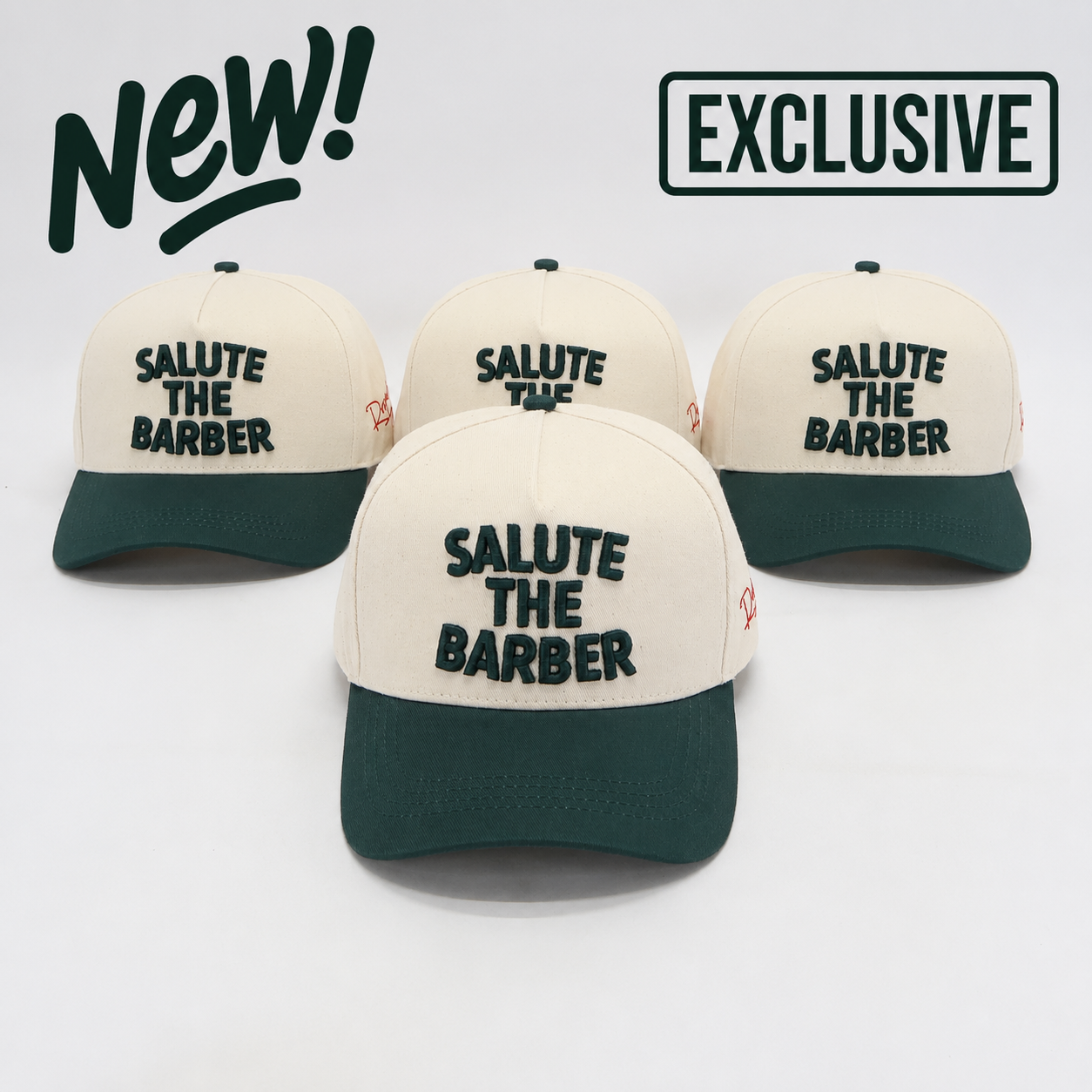 SALUTE THE BARBER™ Classic Forest Green Snapback – Cream & Green